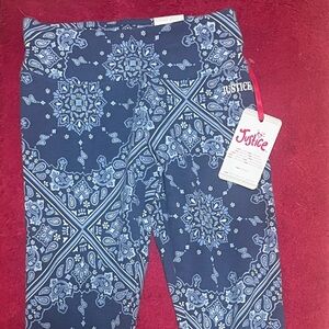 NWT Justice Girls Size 10(M) blue & white designer leggings